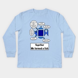 Funny geometric fish Kids Long Sleeve T-Shirt